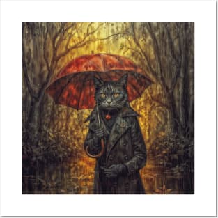 The Cat with the Umbrella Collection: Enchanted Forest and Autumn Splendor Posters and Art